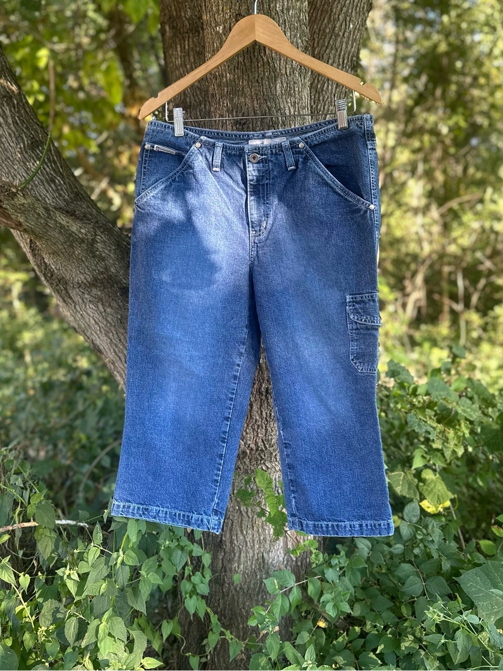 Vintage 90s Y2K Hydraulic Medium Wash Denim Capri Jeans Low Rise Size 11/12